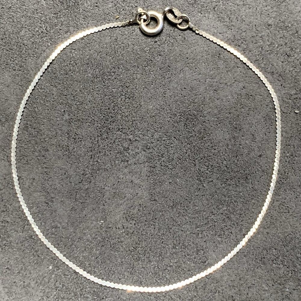 Vintage Flat Silver Chain Made In Italy 1mm S-Link 7” Bracelet 925 Sterling
